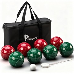 Bocce Ball Set 90mm Regulation Size – 8 Premium Resin Balls with Pallino, Car…