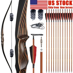 54» Archery Recurve Bow Longbow 20-70lbs Traditional Arrow Target Hunting Bow