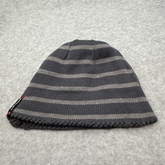 Airwalk Reversible Knit Beanie Gray Striped Logo Teen OSFM NWT