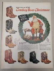 1950’s Acme cowboy boots size 8.5 D. Shorty black & turquoise eagle Inlay Rare!
