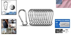 1.57-Inch Multi-Purpose Stainless Steel Carabiners – 10 Pack for Outdoor Gear