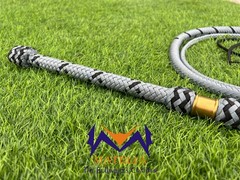 Nylon Bullwhip, Light Grey and Black: Australian Style, Size 4ft-12ft