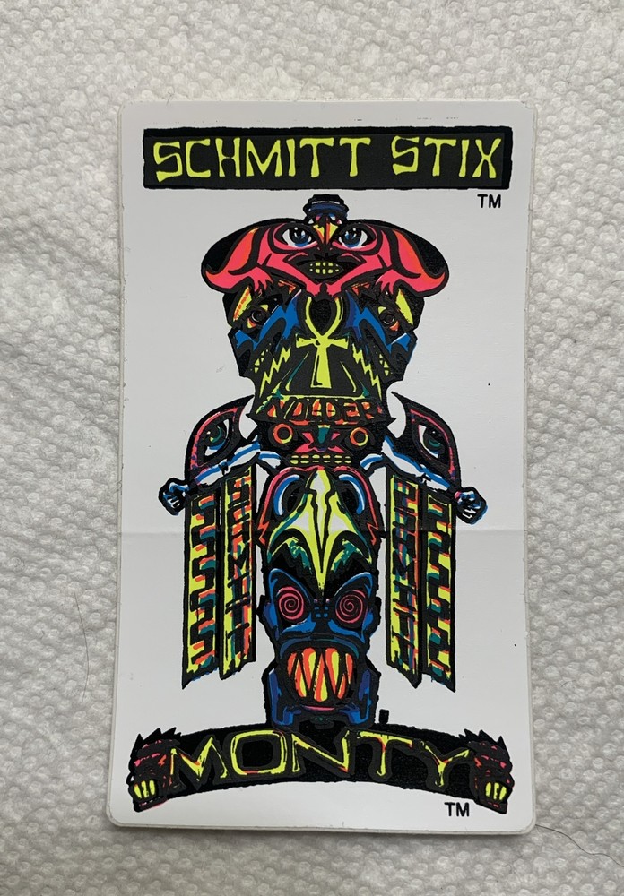 Vintage skateboard sticker Schmitt Stix Monty Nolder blind natas mark NOS Deck