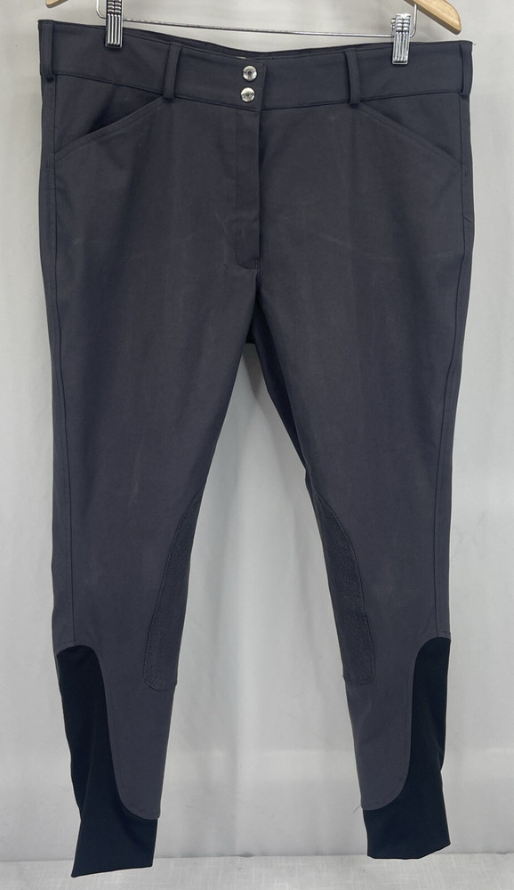 Dover Saddlery Gray Wellesley Tech Knee-Patch Riding Breeches Womens Sz 34 NEW