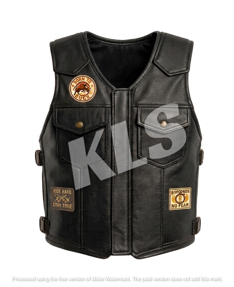 Custom Bull Riding Vest Durable Black Leather, Personalized Rodeo Gear