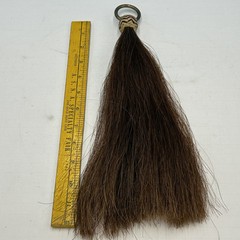13” Horsehair Shoofly Round Striped Rawhide Knot Brass Ring Chestnut Sorrel