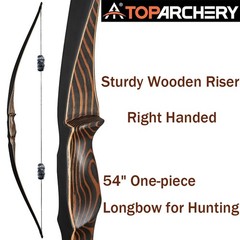 54″ Recurve Bow 20-70lb Wooden Archery Hunting Bow Longbow Target Arrows RH