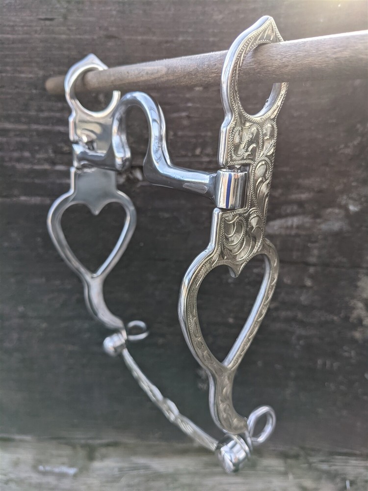 Western Silver Heart Cheek Show Bit – Ported 5″ Mouth – 8″ Cheek