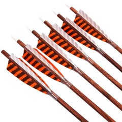 6/12pcs 30″ Carbon Turkey Arrows Wooden Shaft Arrow Screw Point Archery Outdoor
