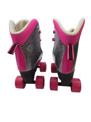 Sizzling Pink Silver Glitter Youth Circle Society Bling Adjustable Size Skates