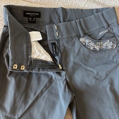 Ariat Pro Series Olympia Equestrian Breeches Womens 30×25 Grey Knee Patch