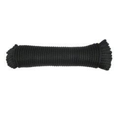 1/4 inch Black Dacron Polyester Rope – 100 Foot Hank | Solid Braid – Industri