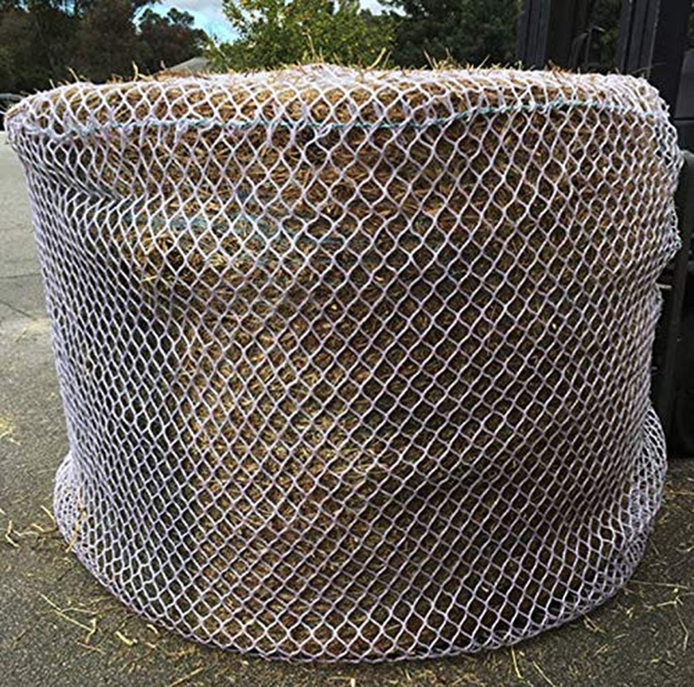 KNOTLESS Heavy Duty 5mm Thick Round Bale Slow Feed Hay Net 6×6 (Hole_Size_2.5…