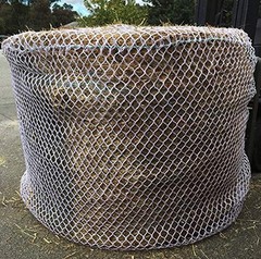 KNOTLESS Heavy Duty 5mm Thick Round Bale Slow Feed Hay Net 6×6 (Hole_Size_2.5…