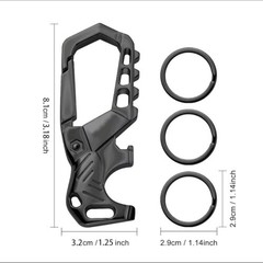 Heavy Duty Carabiner Keychain with Bottle Opener – 3 Key Rings Included
