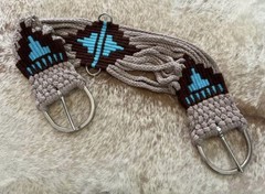 32” Size Western String Girth Cinch Teal Aztec Design