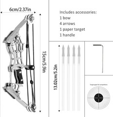 6″ Mini Compound Bow and Arrow Set Pocket Bow Metal Target Shooting Hunting Game
