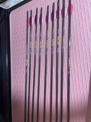Gold Tip Ultralight Carbon Arrows 600 Spine 23 1/2 in Black/Pink Vanes set of 9