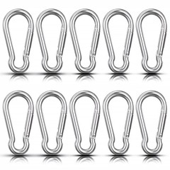 10 PCS Stainless Steel Carabiners Spring Snap Hooks Heavy Duty Keychain Clip NEW