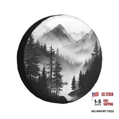 Mountain Lake Tree Landscape Spare Tire Cover Weatherproof Universal Wheel