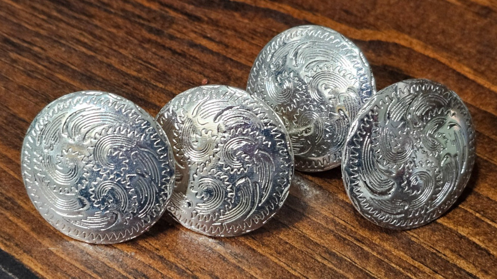 1 1/2″ SET OF 4 Western Saddle Bright Silver Concho Screw Back W/Flat Edge