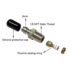 HMKUGO 8mm Quick-Disconnect Plug Adapter, Stainless Steel 1/8 Inch, NPT