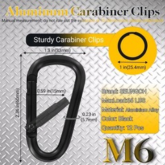 13 Colors Heavy Duty Aluminum D Carabiner Clips & Key Rings, Black & Sliver C…