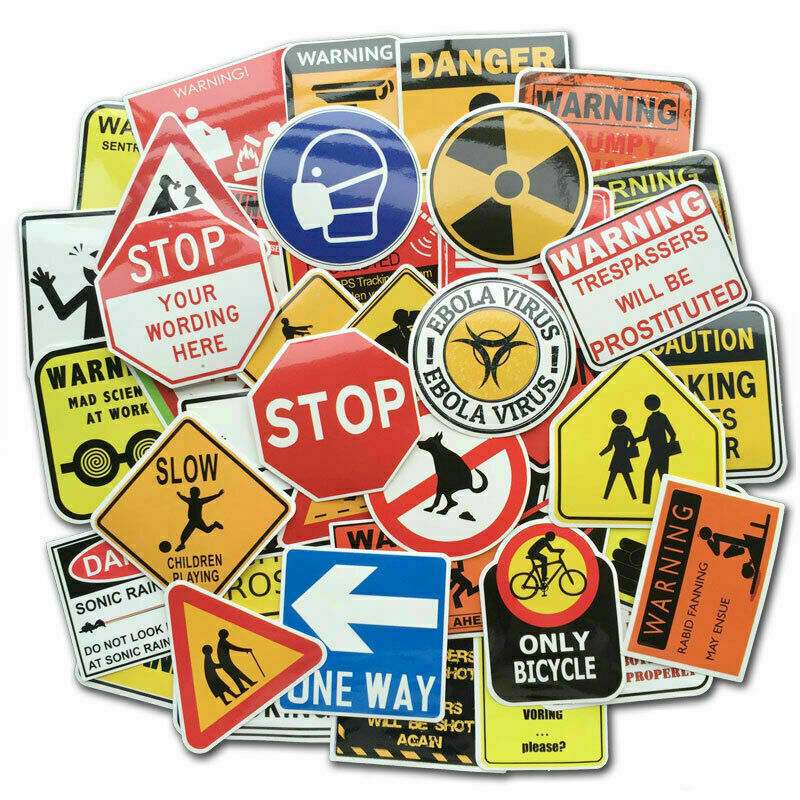 50Pcs Vinyl Warning Skateboard Stickers bomb Laptop Luggage Car Decals Dope Lot