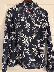 Kastel Denmark Women’s XL Navy White Floral 1/4 Zip UPF Riding Sun Shirt Mesh Pa