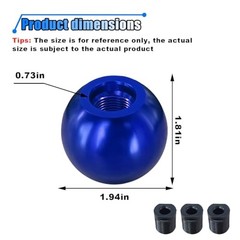 Car Round Ball Gear Shift Knob, Aluminum Alloy Gear Shift Stick Head for Blue