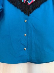 Women’s Vintage Western Plains Fringe Rodeo Shirt – Southwestern Pattern – Md