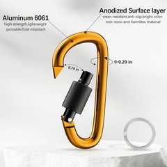 8 Pack 3 Inch Locking Carabiner Clips D Ring Spring Snap Keychain Hook for Leash