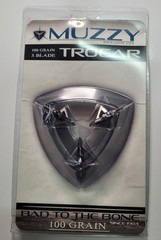 Muzzy Trocar 3 pack Crossbow Broadheads, 3 Steel Ferrule Helix Blades, 100 Grain