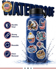 Patriotic Stickers Pack – 200 PCS Waterproof Vinyl USA Die Cut Stickers – Americ