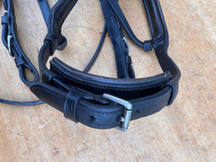 Vespucci Leather Dressage Bridle HEADSTALL w Black & Iridescent Crystal Browband