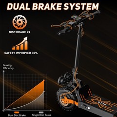 3000W Dual Motor Electric Scooter 48V 20Ah 35MPH 70 Miles Off-Road NFC Unlock