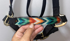 WEAVER BLACK NYLON 1» AVERAGE HORSE ADJUSTABLE 800-1100 LB AZTEC HALTER