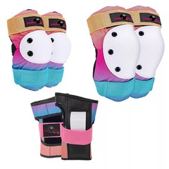EIGHT BALL KIDS PAD SET 3PK, ELBOW, KNEE, WRIST PROTECTION, AGE 8+ – SUNSET