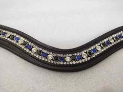 High Quality 3 Row Crystal Horse Leather Browband For Bridle.