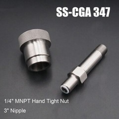 SCBA Firefighting SS-CGA 347 Kit 1/4 Inch MNPT Hand Tight Nut & 3 Inch Nipple