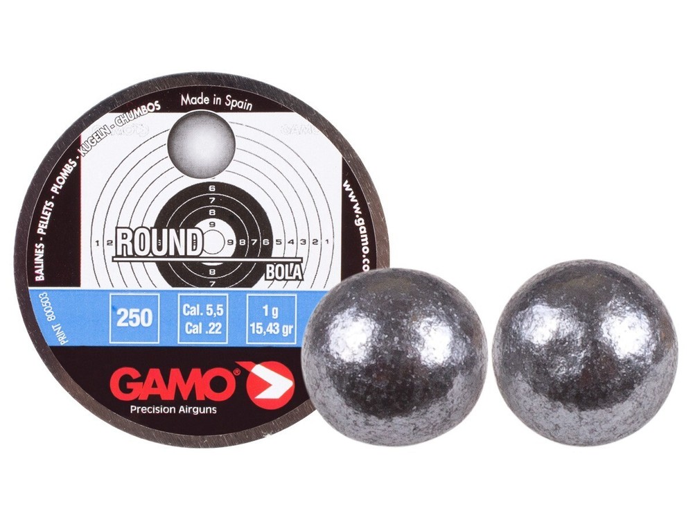GAMO 250 Count ROUND BALL 5.5mm .22 Caliber Air Rifle Training Pellets