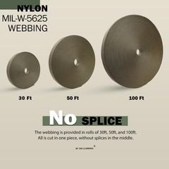 GM CLIMBING 1 inch MIL-W-5625 Nylon Tubular Webbing Milspecs 30 ft, Tan 499