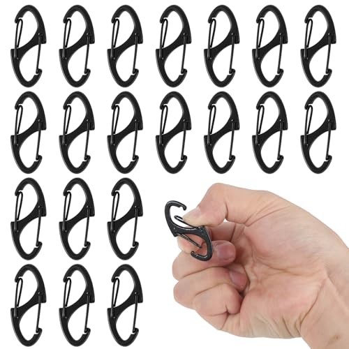 20pc Alloy S Carabiner Clips, Dual Opening Design, Keychain Snap Hooks, Mini