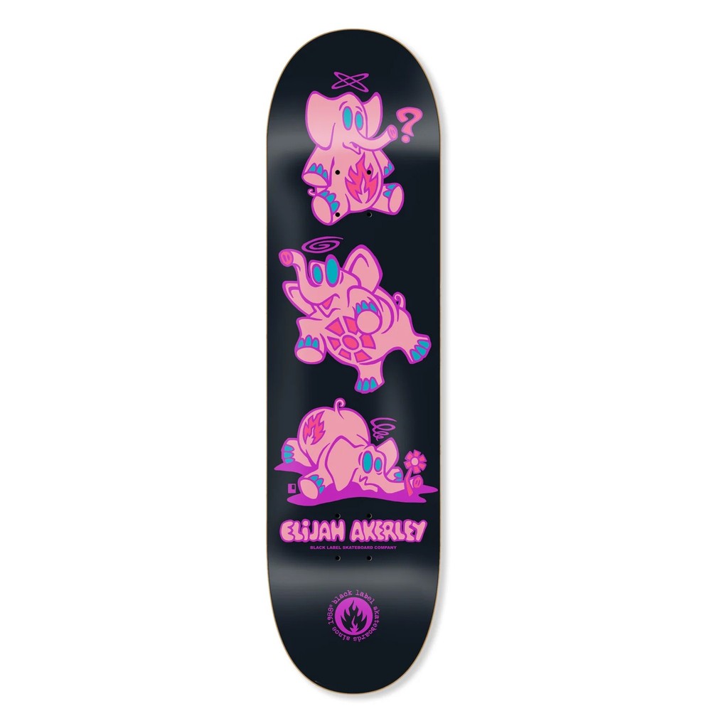 Black Label Skateboard Deck Elijah Akerley Pink Elephants Black 9.0″ x 32.62″