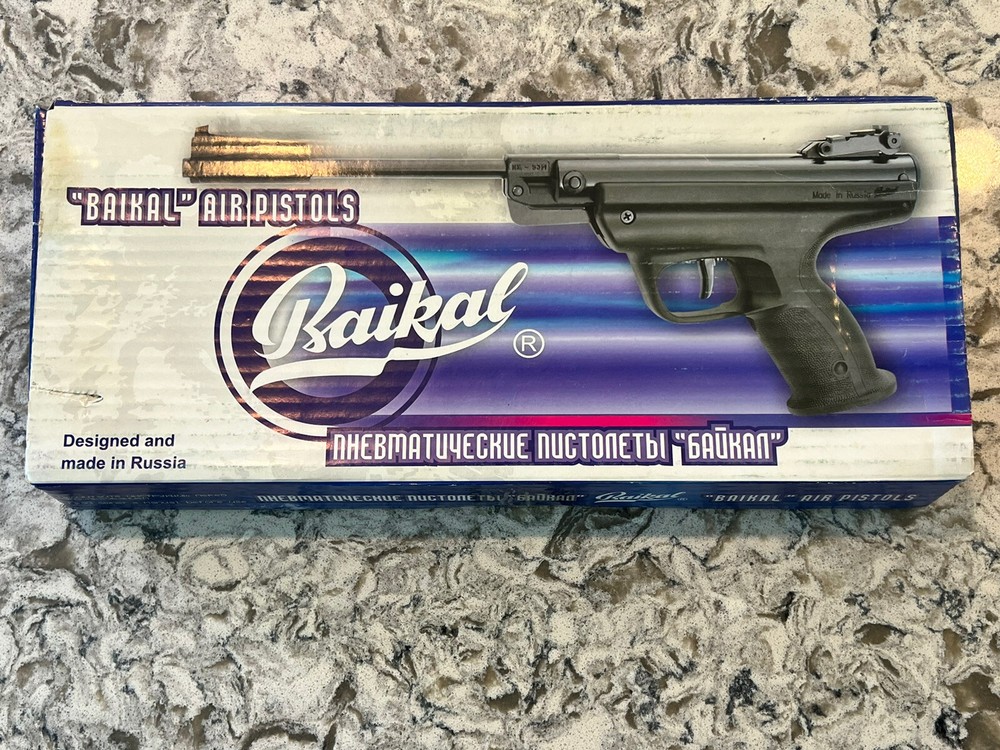 Baikal IZH MP-53M Russian sporter air pistol, .177 caliber, with box and manual