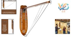 Walnut Ring Toss Game with Foldable Arm Indoor Outdoor Fun Durable Wood Metal
