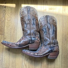 Black Jack Python Snakeskin Leather Western Cowboy Boots Men’s 8.5D Brown