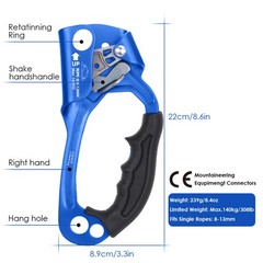 Hand Ascender Aluminum Magnesium Alloy 140kg Load 8-13mm Rope Climbing Gear