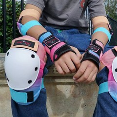EIGHT BALL KIDS PAD SET 3PK, ELBOW, KNEE, WRIST PROTECTION, AGE 8+ – SUNSET