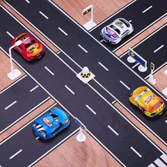 Reusable Cartoon Road Track Stickers Black Road Tape for Party Racing Decor 2PCS